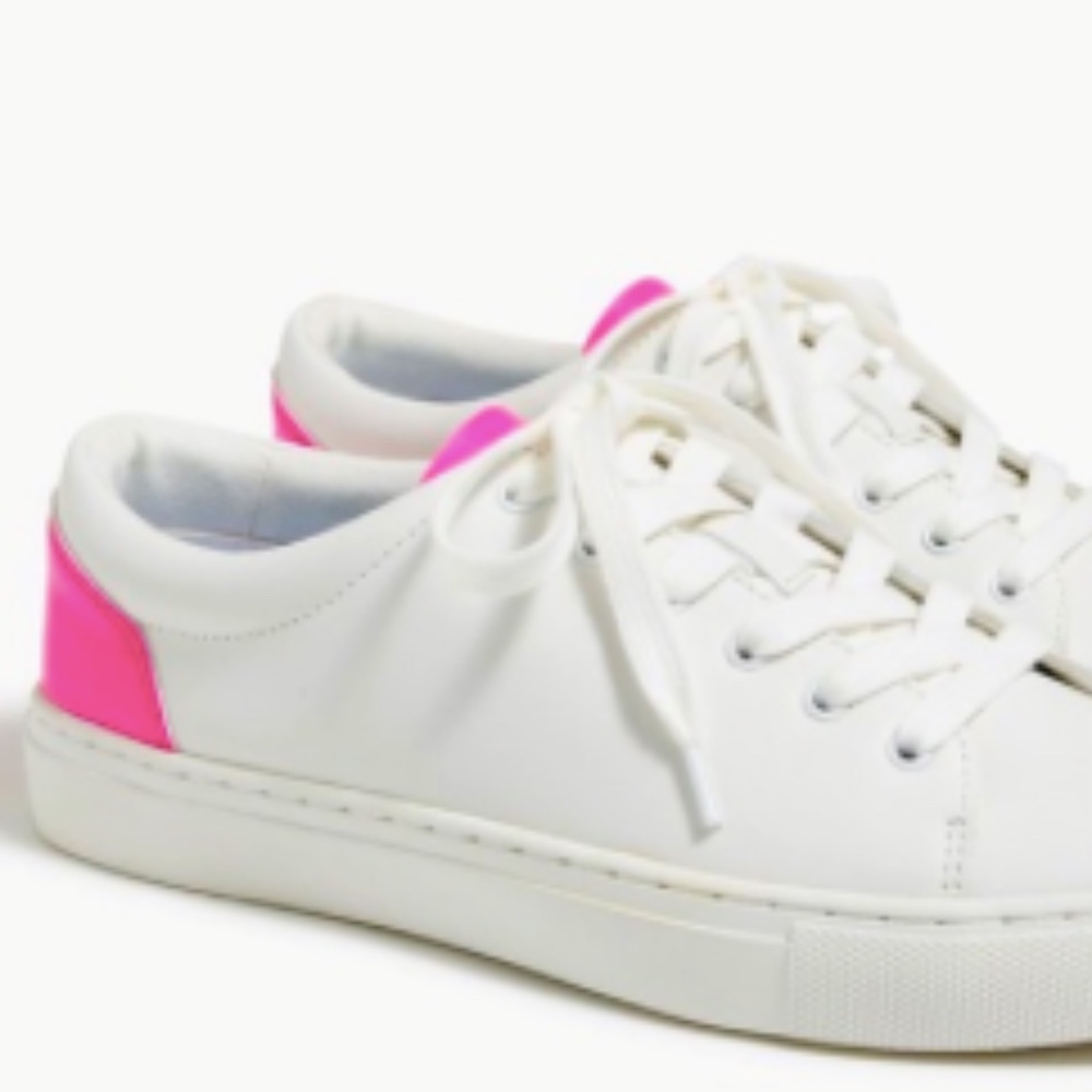 J Crew sneakers neon pink and white